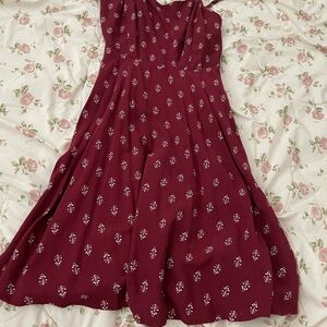 Elegant Burgundy Floral Dress